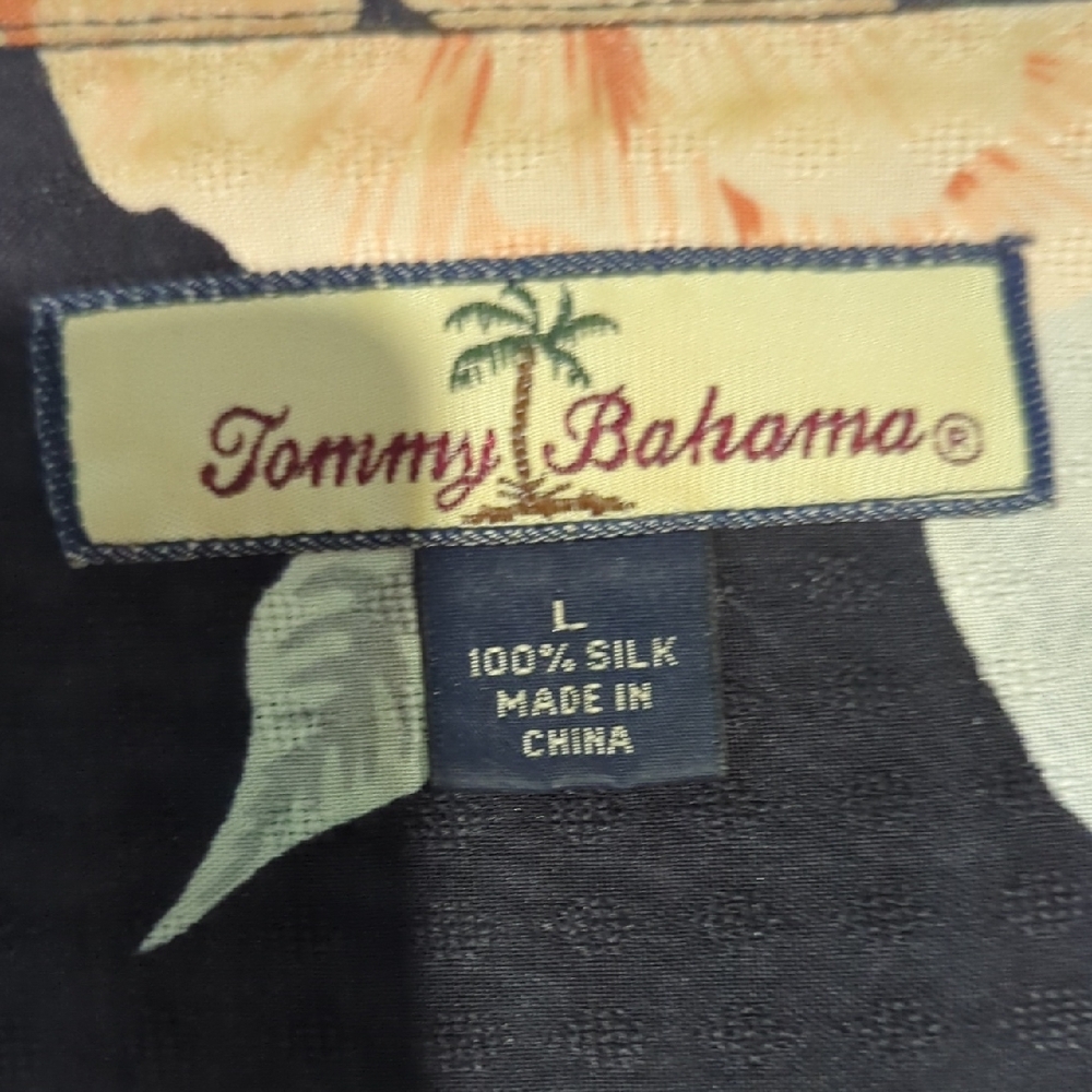 Tommy Bahama Dark Silk Shirt with Floral Accents - Picture 4 of 4